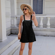 Square neck shorts jumpsuit with pockets, view 5 - MRSLM