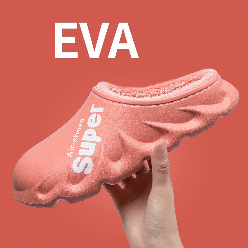 Home Slippers EVA Waterproof Warm Plush Indoor Shoes Couple Shoes