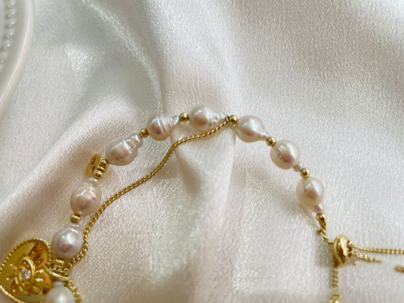 freshwater pearl heart bracelet, view 3 - MRSLM