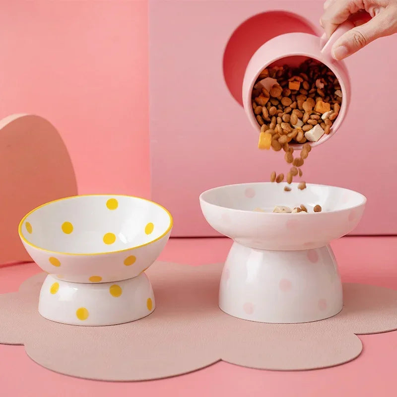 ceramic pet bowl with dots, view 11 - MRSLM