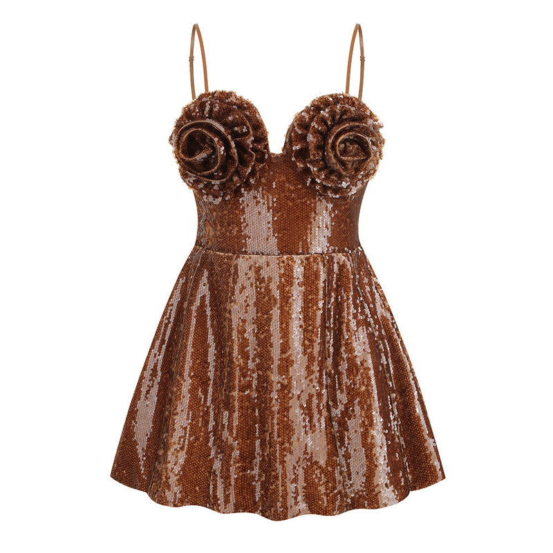 women's flower sequin high-waist dress, view 6 - MRSLM