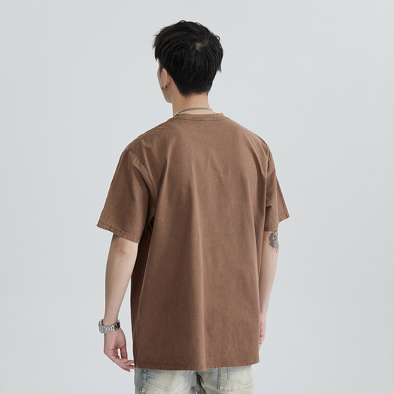 men's washed look cotton T-shirt, view 3 - MRSLM