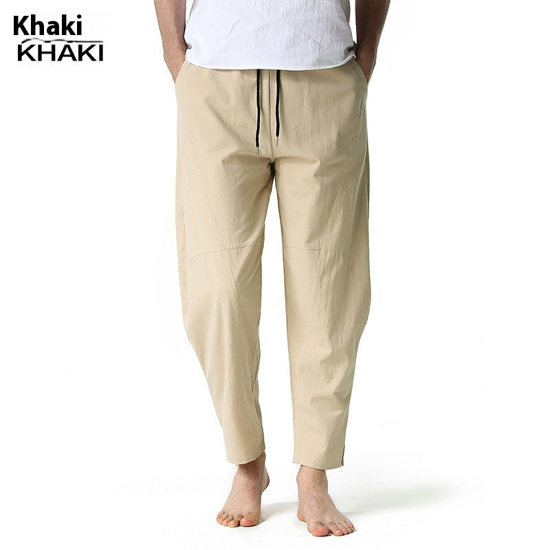 loose straight cotton blend trousers, view 6 - MRSLM