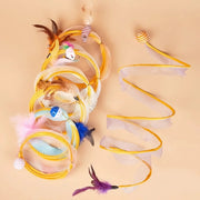 cat tunnel toy with bell and feather, view 7 - MRSLM