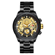 men's black gold quartz watch, view 3 - MRSLM
