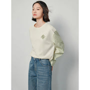 contrast color patchwork pullover, view 5 - MRSLM