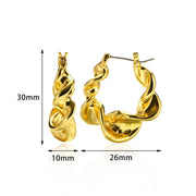 Gold color stainless steel hoop earrings, view 9 - MRSLM