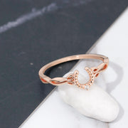 lucky horseshoe hollow lace silver ring, view 3 - MRSLM