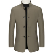 Men's stand collar slim top, view 2 - MRSLM