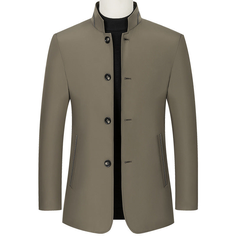 Men's stand collar slim top, view 2 - MRSLM