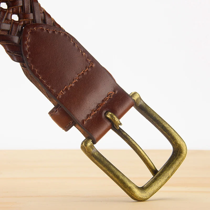 men's genuine leather braided belt, view 8 - MRSLM