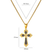 stainless steel cross pendant necklace, view 2 - MRSLM