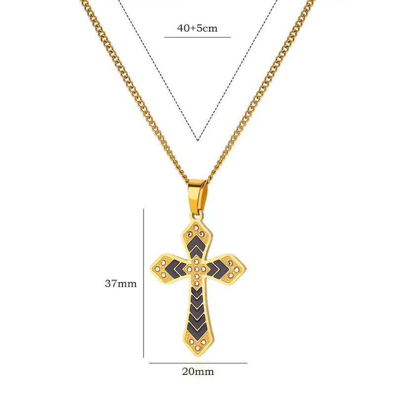 stainless steel cross pendant necklace, view 2 - MRSLM