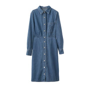 denim shirt dress with lapel collar, view 2 - MRSLM