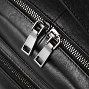 Men's solid black leather backpack, view 5 - MRSLM