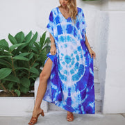 Blue print beach cover-up robe - MRSLM