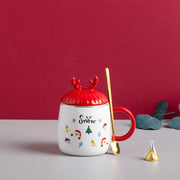 Christmas ceramic mug with lid and spoon, view 10 - MRSLM