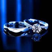 moissanite silver adjustable ring - MRSLM