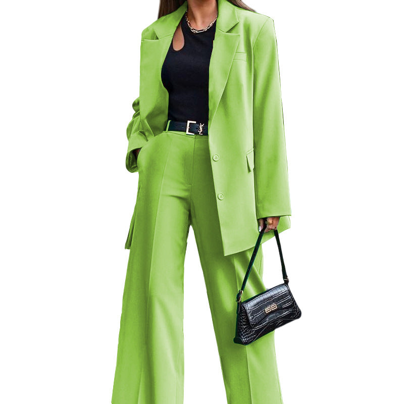 Autumn And Winter New Solid Color Long-sleeved Women's Casual Suit Two-piece Suit