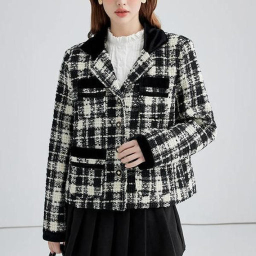 plaid contrast women's short jacket - MRSLM