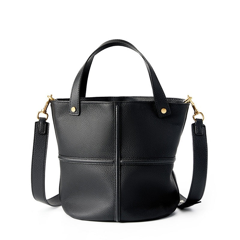 Genuine leather bucket tote bag, view 2 - MRSLM