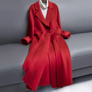 Women's belted long wool coat, view 4 - MRSLM