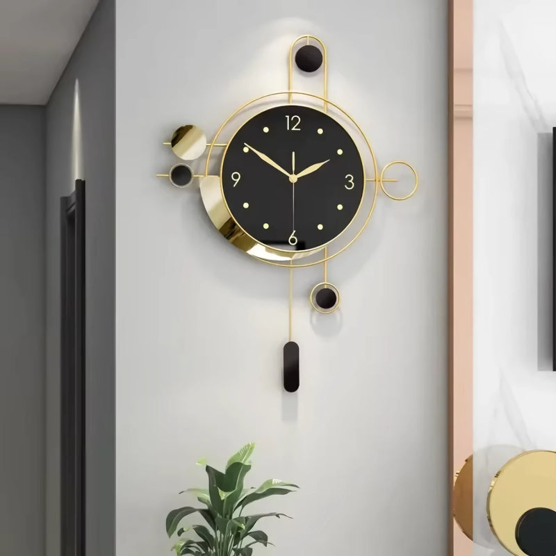 Art Deco gold and black wall clock, view 3 - MRSLM