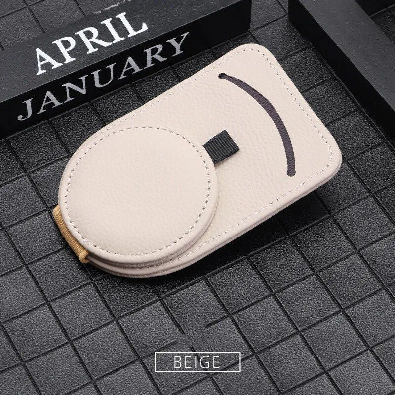 Leather car sun visor sunglasses holder, view 3 - MRSLM