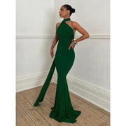 inclined shoulder maxi long dress, view 9 - MRSLM