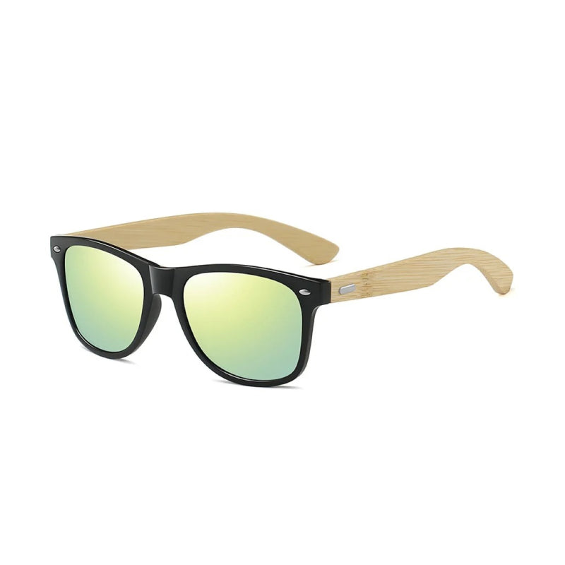 vintage bamboo wood square sunglasses, view 6 - MRSLM