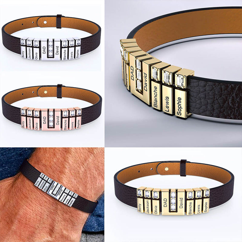 men's faux leather cord bracelet, view 5 - MRSLM