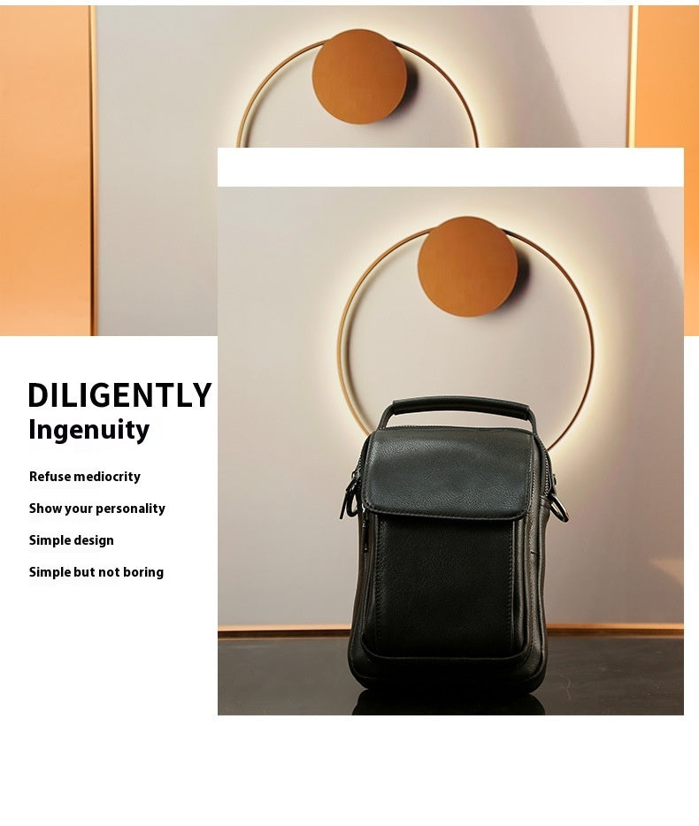 retro cowhide messenger bag, view 9 - MRSLM