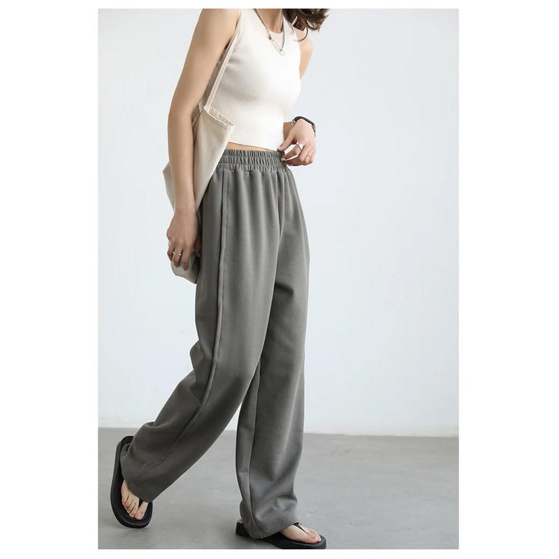 women's elastic waist cotton straight sweatpants, view 3 - MRSLM