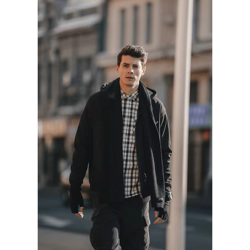 men's fleece lined zip up hoodie, view 3 - MRSLM