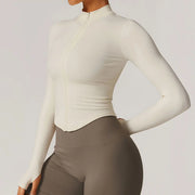 women's quick dry crop top zipper jacket, view 11 - MRSLM