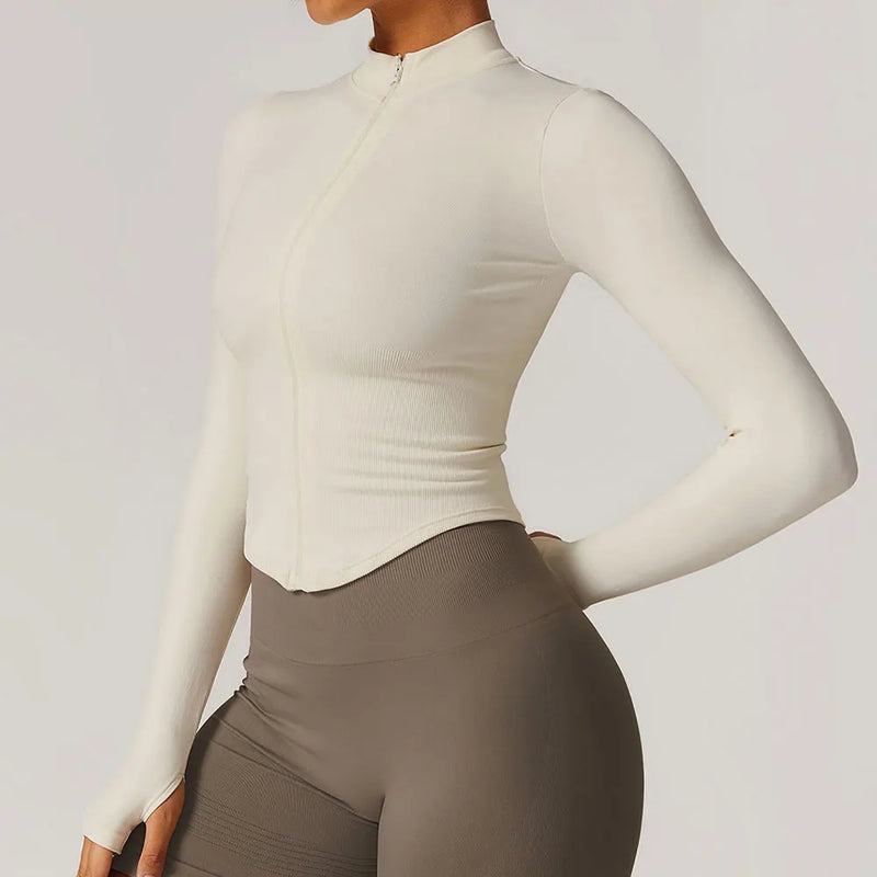 women's quick dry crop top zipper jacket, view 11 - MRSLM