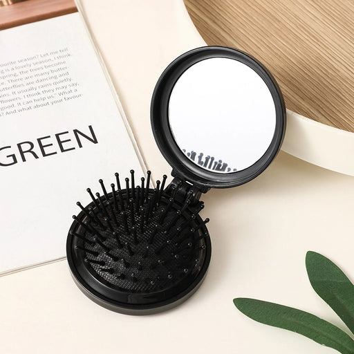 mini folding hairbrush with mirror - MRSLM