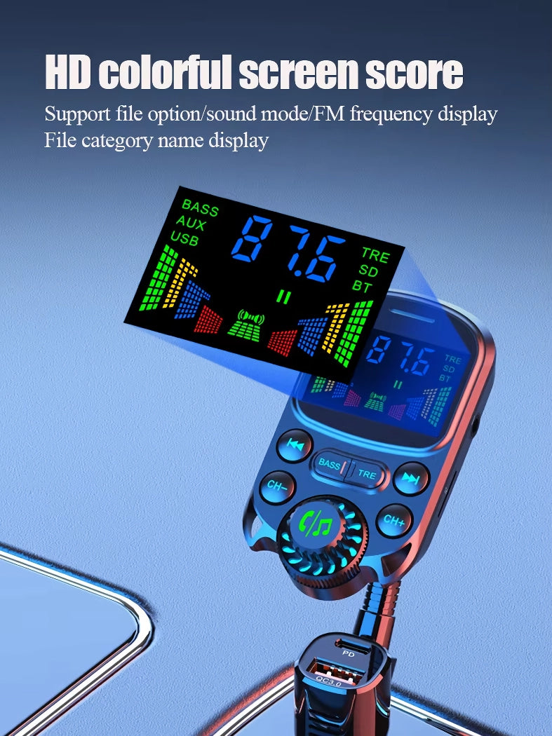 bluetooth 5.3 car fm transmitter with pd and qc3.0 charging, view 6 - MRSLM
