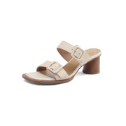 women's leather heel sandals, view 3 - MRSLM
