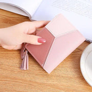 plaid mini wallet with tassel, view 4 - MRSLM