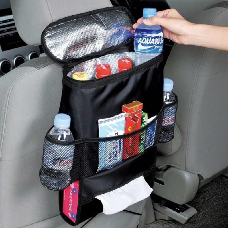 car back seat multi-pocket organizer with tissue box holder, view 4 - MRSLM