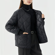rhombus quilted round-neck jacket, view 2 - MRSLM