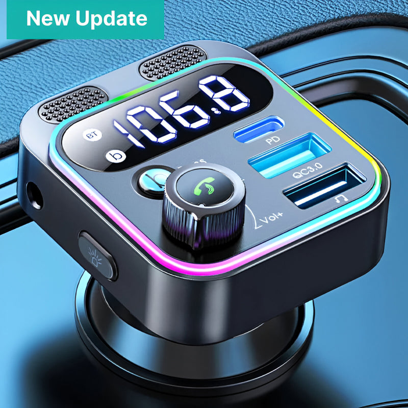 bluetooth 5.3 FM transmitter with dual mics, view 3 - MRSLM
