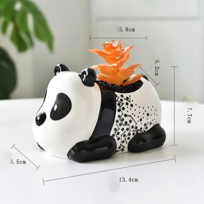 Panda ceramic flower pot, view 2 - MRSLM