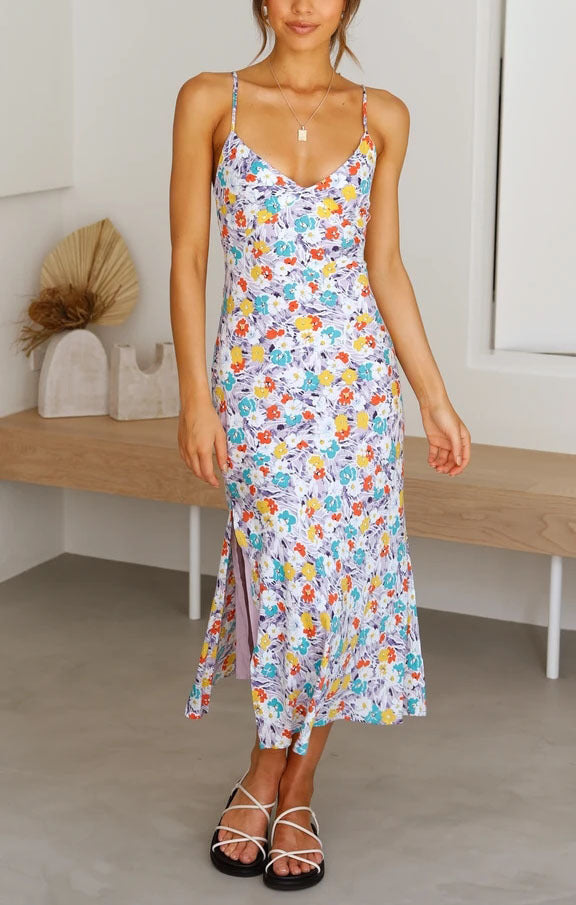 summer floral split dress, view 7 - MRSLM