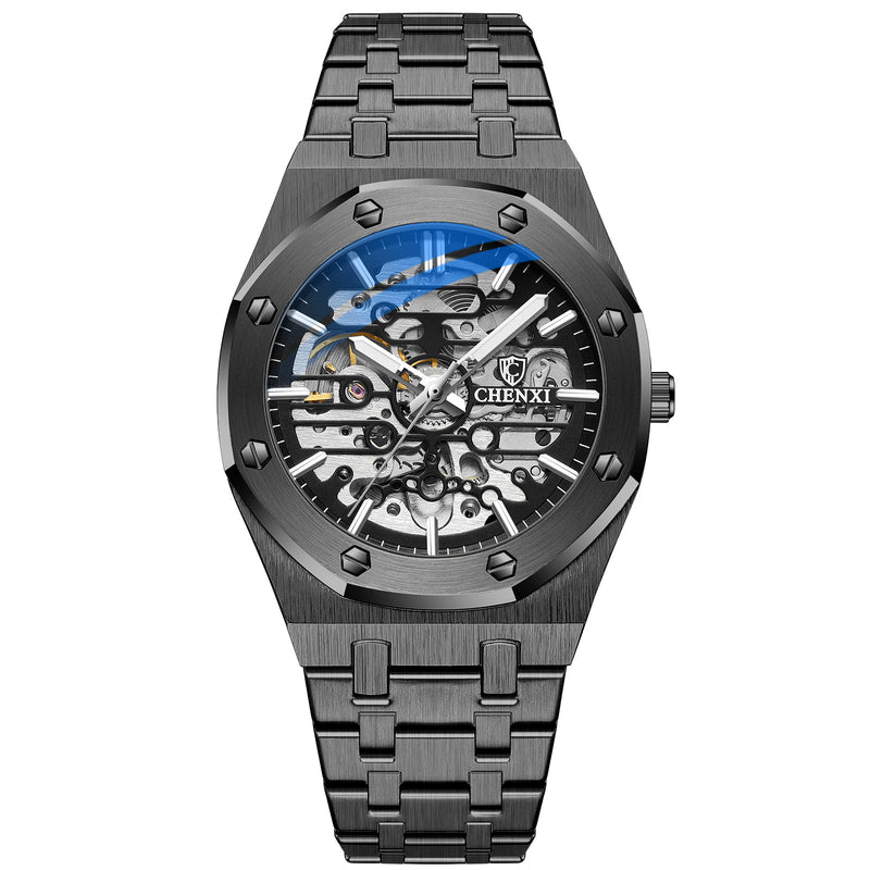 men's octagon skeleton automatic watch, view 5 - MRSLM