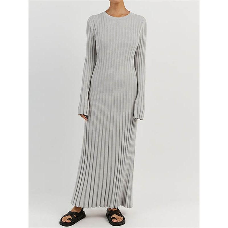 elegant pleated knit dress, view 14 - MRSLM