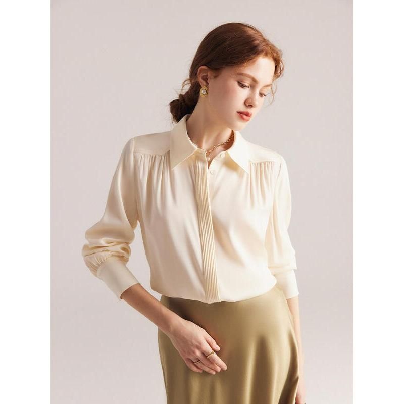 Long sleeve silk blouse for women, view 5 - MRSLM