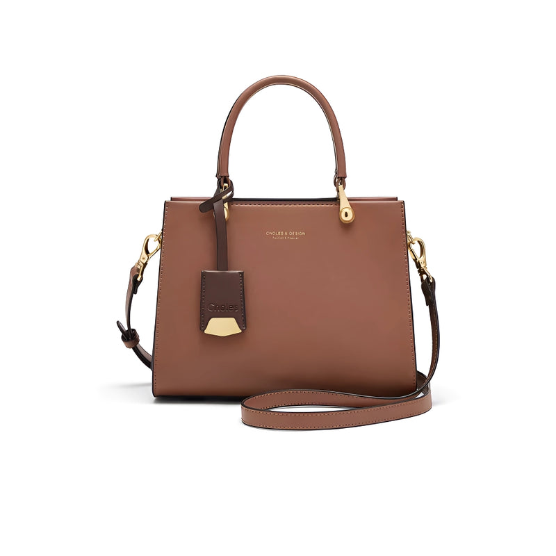 Cowhide leather tote shoulder bag, view 3 - MRSLM