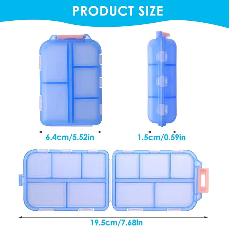 travel pill organizer case with 10 compartments, view 14 - MRSLM
